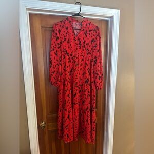 Elegant Red and Black Patterned Dress